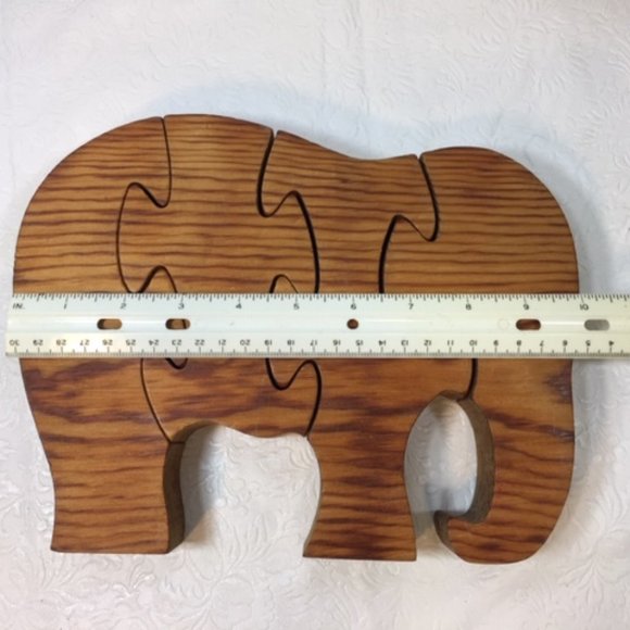 Wooden 4 Piece Elephant Stand Up Handmade Learning Toy Puzzle - Picture 9 of 9